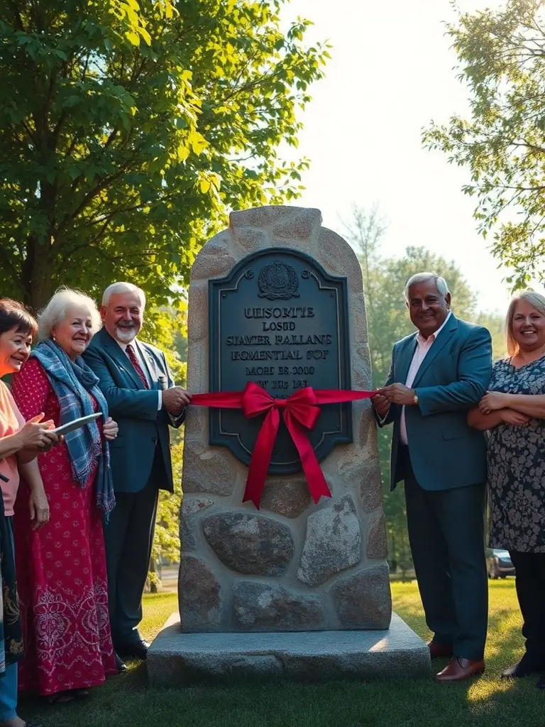 An image showcasing the unveiling of a newly renovated historical site, with community members and local dignitaries in attendance.