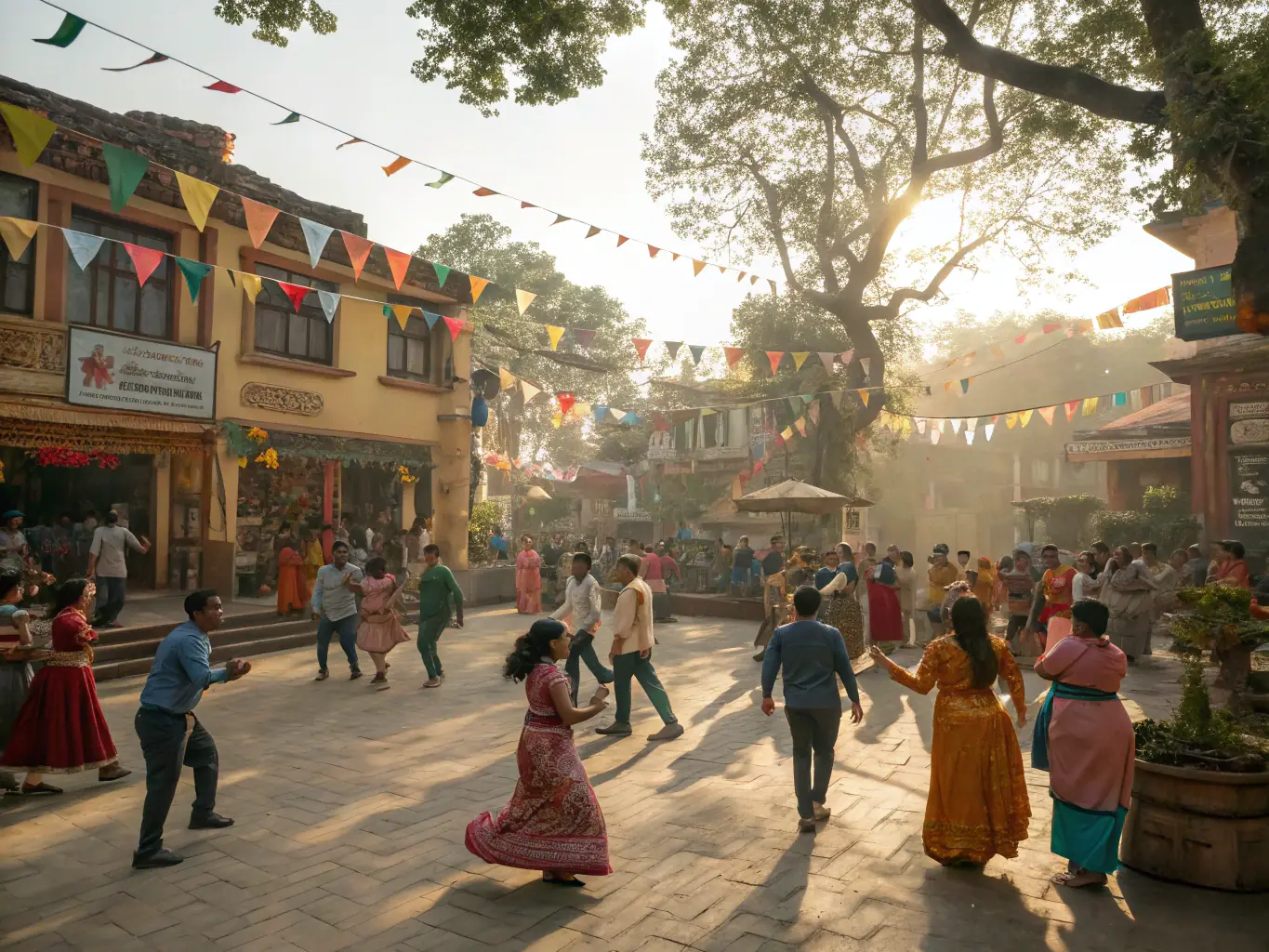 An image of a lively community festival with traditional music, dance, and local artisans showcasing their crafts, highlighting the organization's efforts in cultural promotion.