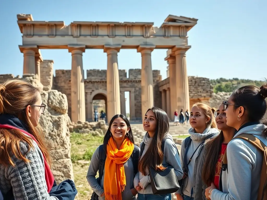 A photograph of a group of local students participating in a heritage education program, learning about the history and significance of local landmarks.