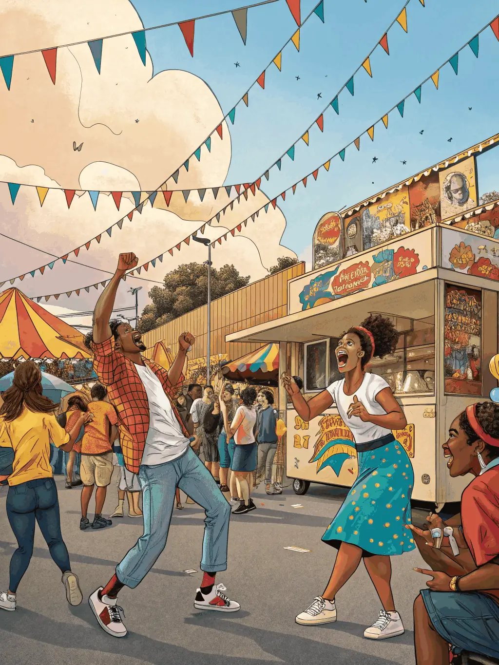 A vibrant image of a community event organized by CULTURE TON PATRIMOINE, featuring traditional music, dance, and local crafts.